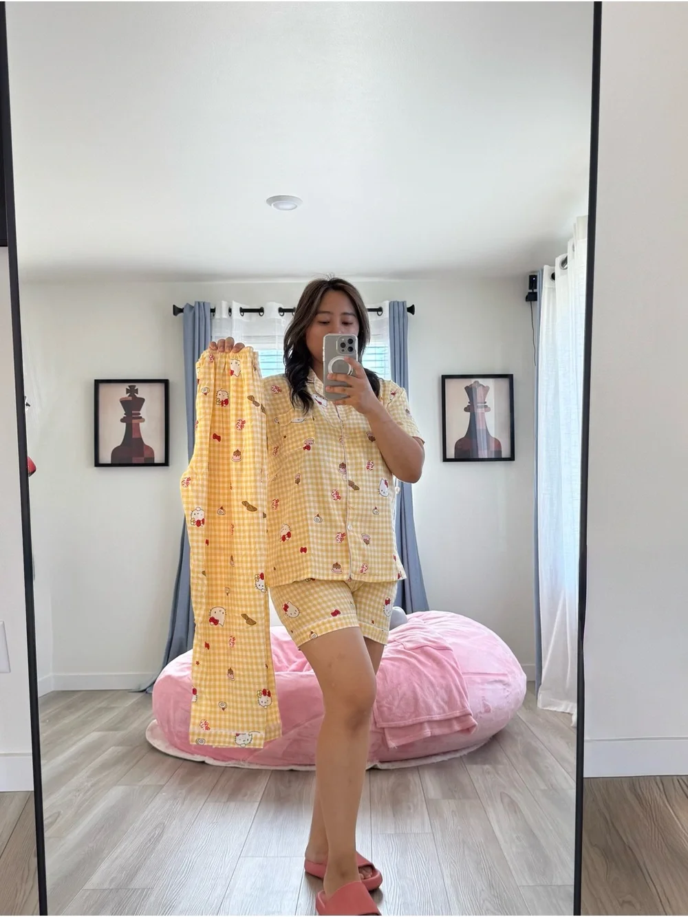Yellow Gingham Floral Women’s Pajama Set
